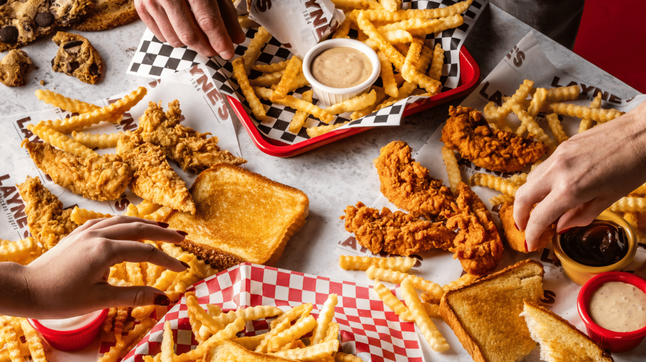 Photo of spread of Layne's Chicken Fingers meals
