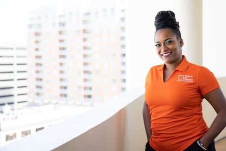Woman in Right at Home Polo
