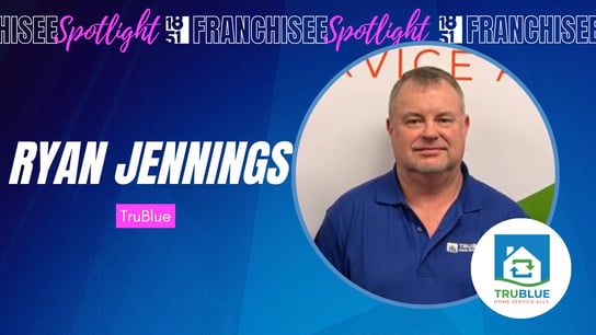 Franchisee spotlight graphic with photo of Ryan Jennings & TruBlue Home Service Ally logo