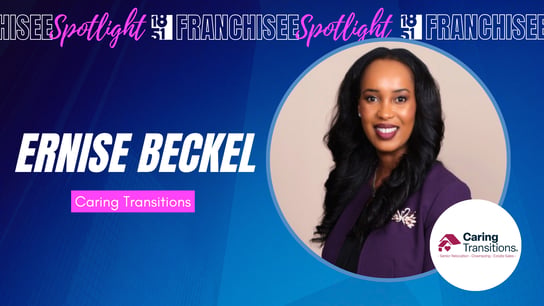 graphic image of a franchisee spotlight for ernise beckel of caring transitions